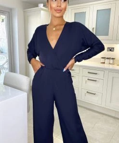 AX Paris Jumpsuits And Playsuits Navy Bat Wing Jumpsuit