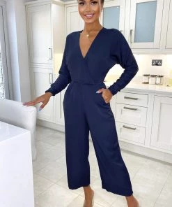 AX Paris Jumpsuits And Playsuits Navy Bat Wing Jumpsuit 7 AX Paris Jumpsuits And Playsuits Navy Bat Wing Jumpsuit