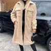 AX Paris Oatmeal Oversized Teddy Faux Fur Front Pocket Coat Coats & Jackets