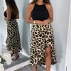 AX Paris Dresses Black Animal Print 2 In 1 Dipped Hem Midi Dress