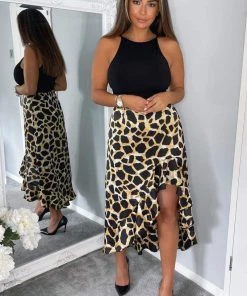 AX Paris Dresses Black Animal Print 2 In 1 Dipped Hem Midi Dress