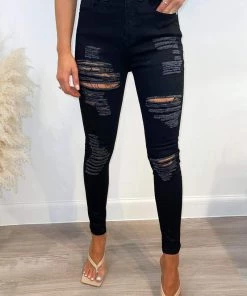 AX Paris Black Ripped Skinny Fit Jeans