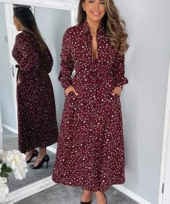 AX Paris Plum Animal Print Button Up Midi Dress