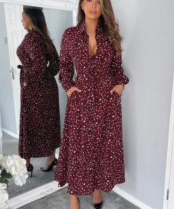 AX Paris Plum Animal Print Button Up Midi Dress