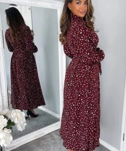 AX Paris Plum Animal Print Button Up Midi Dress