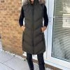 AX Paris Khaki Faux Fur Hooded Gilet