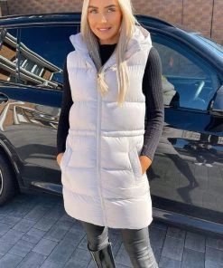 AX Paris Coats & Jackets Silver Drawstring Hooded Gilet