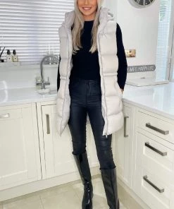 AX Paris Coats & Jackets Silver Drawstring Hooded Gilet