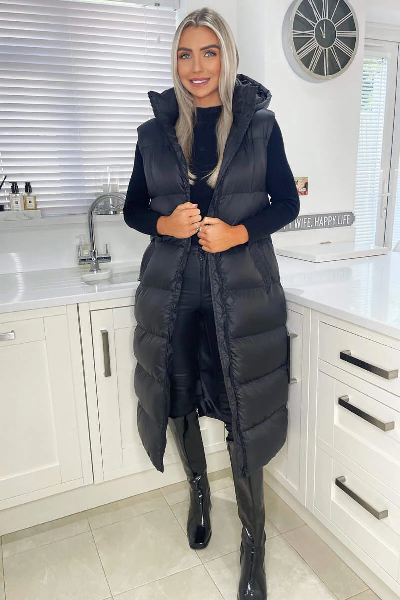 AX Paris Black Zip Up Hooded Gilet Coats & Jackets 1 AX Paris Black Zip Up Hooded Gilet Coats & Jackets
