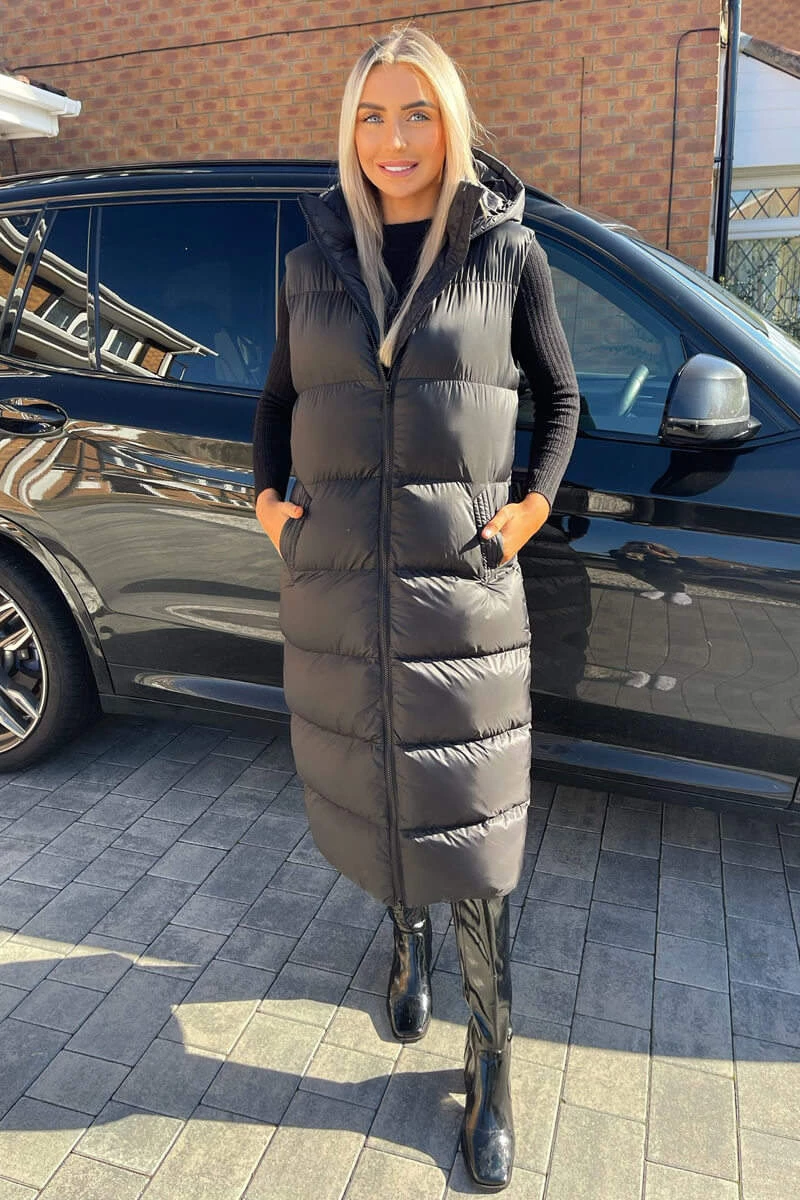 AX Paris Black Zip Up Hooded Gilet Coats & Jackets 2 AX Paris Black Zip Up Hooded Gilet Coats & Jackets