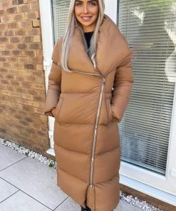 AX Paris Camel Wrap Puffer Coat Coats & Jackets