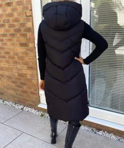 AX Paris Black Hooded Zip Up Gilet