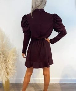 AX Paris Dresses Plum Puff Sleeve Skater Dress