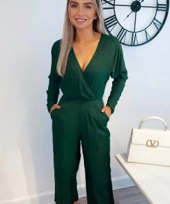 AX Paris Teal Bat Wing Jumpsuit