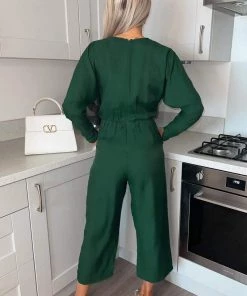 AX Paris Teal Bat Wing Jumpsuit