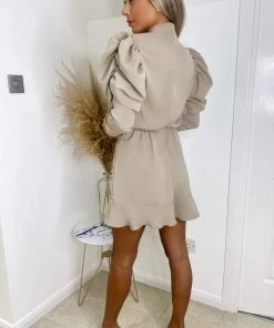 AX Paris Dresses Oyster Puff Sleeve Skater Dress