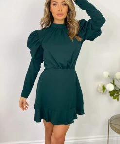AX Paris Teal Puff Sleeve Skater Dress Dresses