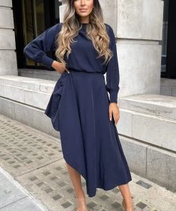 AX Paris Navy High Low Skirt Midi Dress
