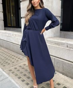 AX Paris Navy High Low Skirt Midi Dress