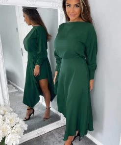 AX Paris Dresses Teal High Low Skirt Midi Dress