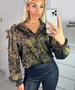 AX Paris Black Butterfly Printed Button Up Shirt Tops