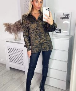 AX Paris Black Butterfly Printed Button Up Shirt Tops