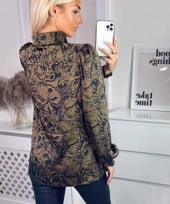 AX Paris Black Butterfly Printed Button Up Shirt Tops