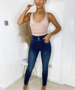 AX Paris Navy High Waisted Skinny Jeans