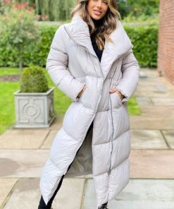 AX Paris Silver Wrap Puffer Coat