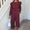 AX Paris Plum Animal Print Elasticated Sleeve Jumpsuit