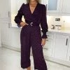 AX Paris Jumpsuits And Playsuits Plum Printed Long Sleeve Jumpsuit