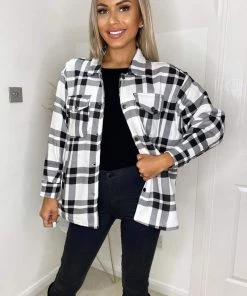 AX Paris Black And White Checked Shirt Jacket Coats & Jackets