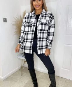 AX Paris Black And White Checked Shirt Jacket Coats & Jackets