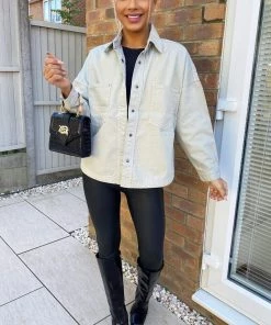 AX Paris Coats & Jackets Stone Denim Double Pocket Shirt Jacket