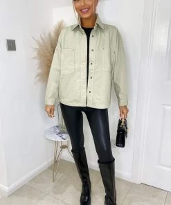 AX Paris Coats & Jackets Stone Denim Double Pocket Shirt Jacket