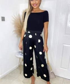 AX Paris Black And Stone Polka Dot 2 In 1 Jumpsuit Jumpsuits And Playsuits