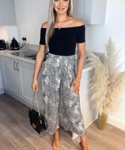 AX Paris Black And Stone Printed 2 In 1 Jumpsuit