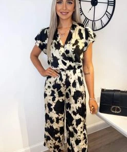 AX Paris Multi Abstract Print Wrap Frill Sleeve Jumpsuit Jumpsuits And Playsuits 6 AX Paris Multi Abstract Print Wrap Frill Sleeve Jumpsuit Jumpsuits And Playsuits