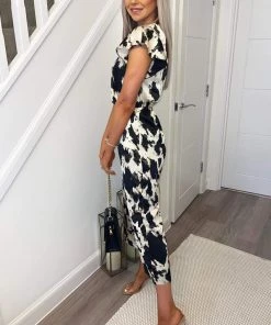 AX Paris Multi Abstract Print Wrap Frill Sleeve Jumpsuit Jumpsuits And Playsuits 7 AX Paris Multi Abstract Print Wrap Frill Sleeve Jumpsuit Jumpsuits And Playsuits