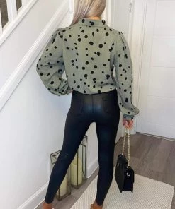 AX Paris Tops Khaki Printed Button Up Shirt