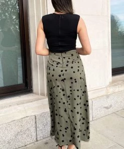 AX Paris Khaki Printed 2 In 1 Button Detail Midi Dress