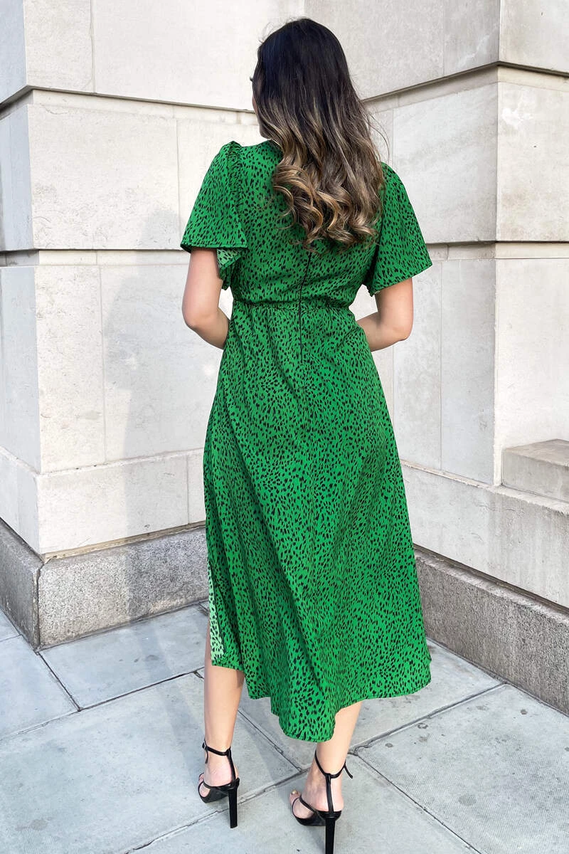 AX Paris Green Printed V-Neck Short Sleeve Midi Dress Dresses 5 AX Paris Green Printed V-Neck Short Sleeve Midi Dress Dresses
