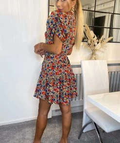 AX Paris Multi Floral High Neck Button Front Mini Dress Dresses