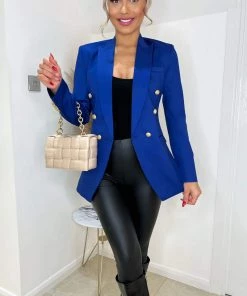 AX Paris Cobalt Blue Military Style Blazer