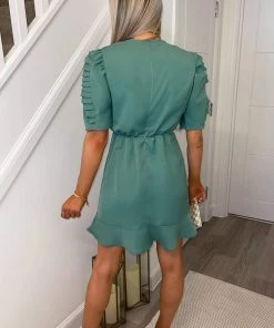 AX Paris Duck Egg Pleated Sleeve Skater Dress