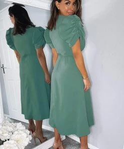 AX Paris Duck Egg Wrap Over Tie Midi Dress Dresses