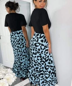 AX Paris Blue Animal Printed 2 In 1 Midi Dress Dresses
