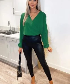 AX Paris Tops Green Wrap Over Bodysuit