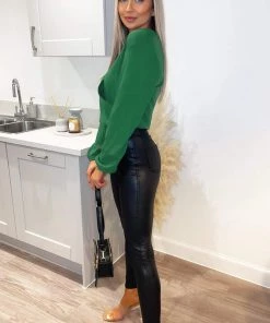 AX Paris Tops Green Wrap Over Bodysuit 7 AX Paris Tops Green Wrap Over Bodysuit