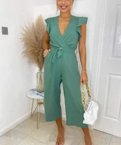 AX Paris Duck Egg Wrap Front Belted Jumpsuit Jumpsuits And Playsuits